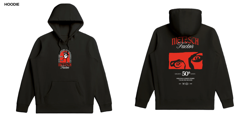 Wesleyan Frisbee Team: Design #2 - Hoodies: Gildan 18500 (2 Locations)