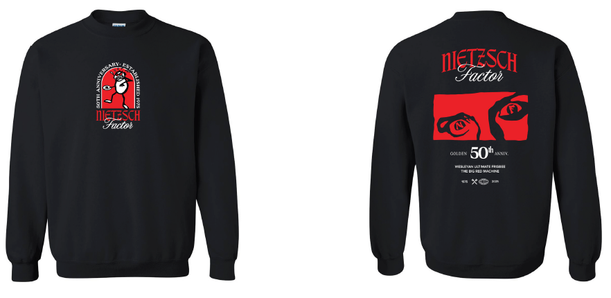 Wesleyan Frisbee Team: Design #2 - Sweatshirt: Gildan 18000 (2 Locations)